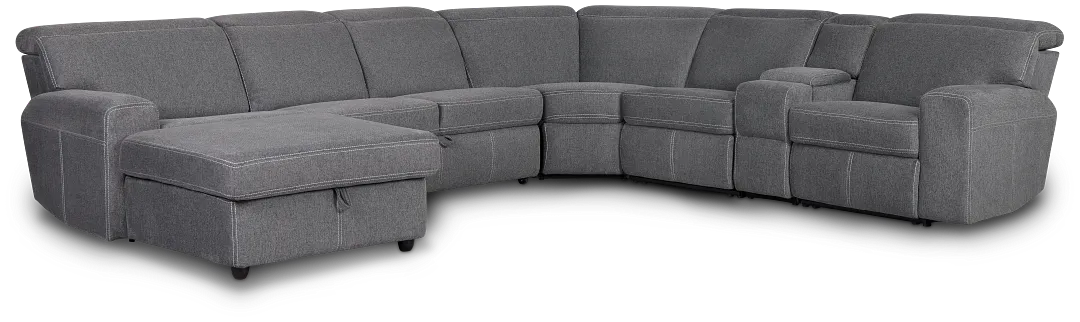 Callum Dark Gray Storage Medium Left Triple Power Chaise Sleepr Sectional