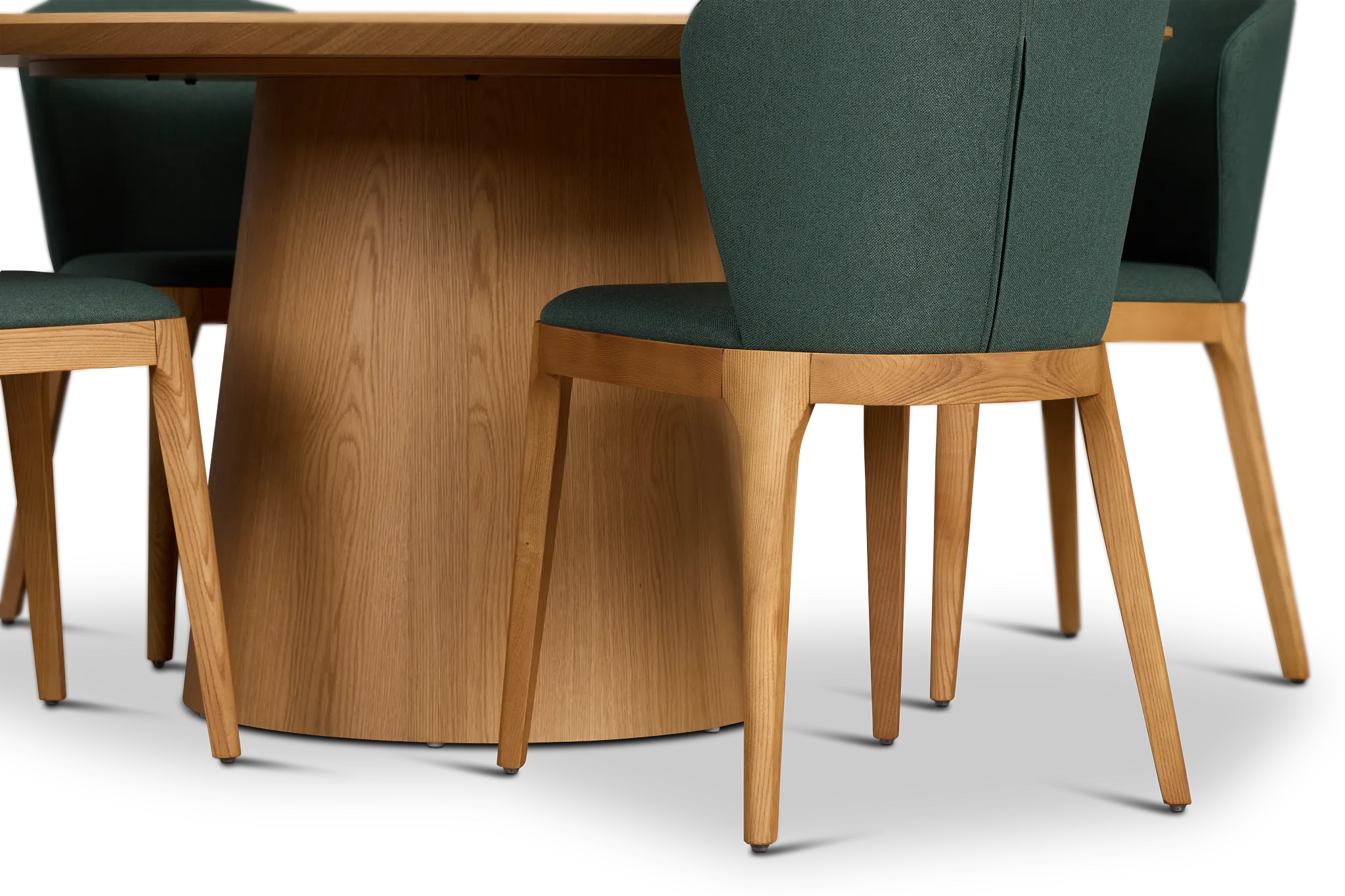 Nomad Light Tone 59" Round Table & 4 Dark Green Chairs W/light Tone Leg