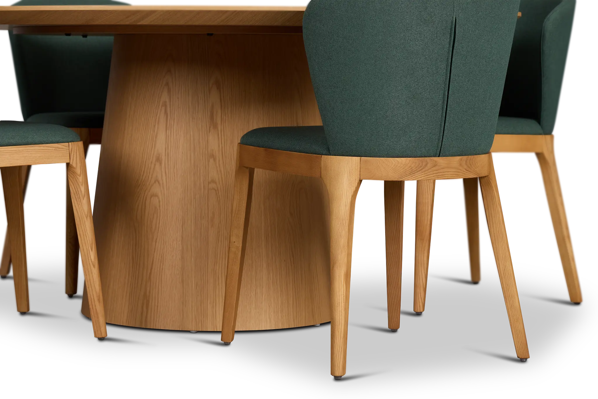 Nomad Light Tone 59" Round Table & 4 Dark Green Chairs W/light Tone Leg Nomad Light Tone 59" Round Table & 4 Dark Green Chairs W/light Tone Leg