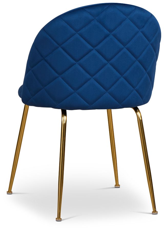 Capri Dark Blue Velvet Upholstered Side Chair W/ Gold Legs