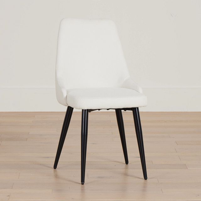 Andover White Curved Upholstered Side Chair