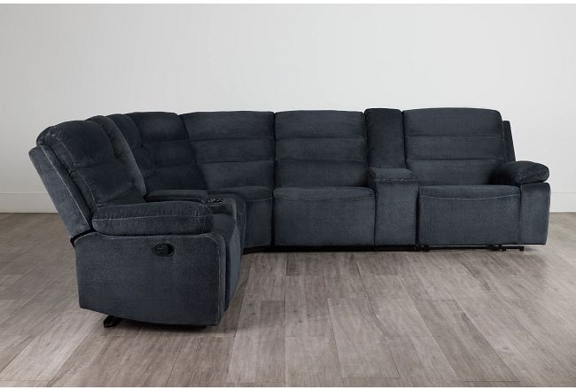 Orion Dark Gray Fabric Large Dual Manually Reclining Two-arm Sectional
