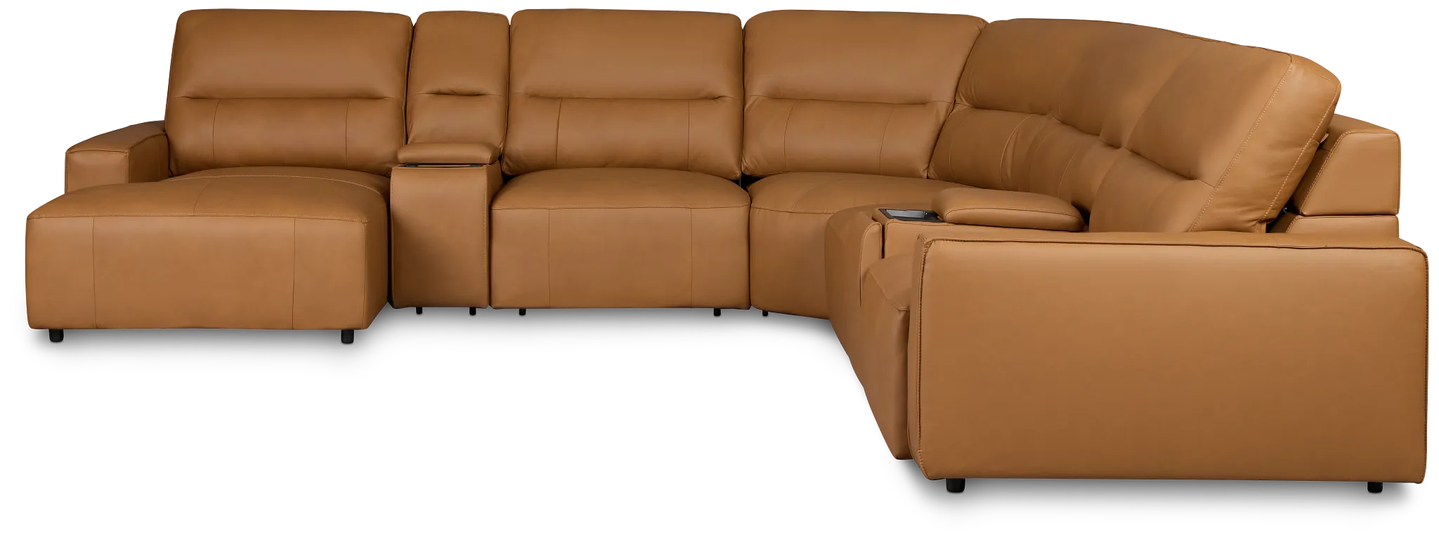 Rudy Brown Lthr/vinyl Large Dual Power Left Exentsion Chaise Sectional