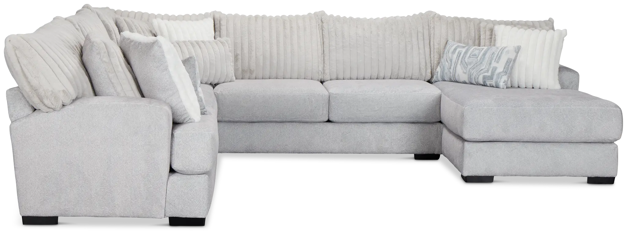 Kylie Light Gray Fabric Medium Right Chaise Sectional Kylie Light Gray Fabric Medium Right Chaise Sectional