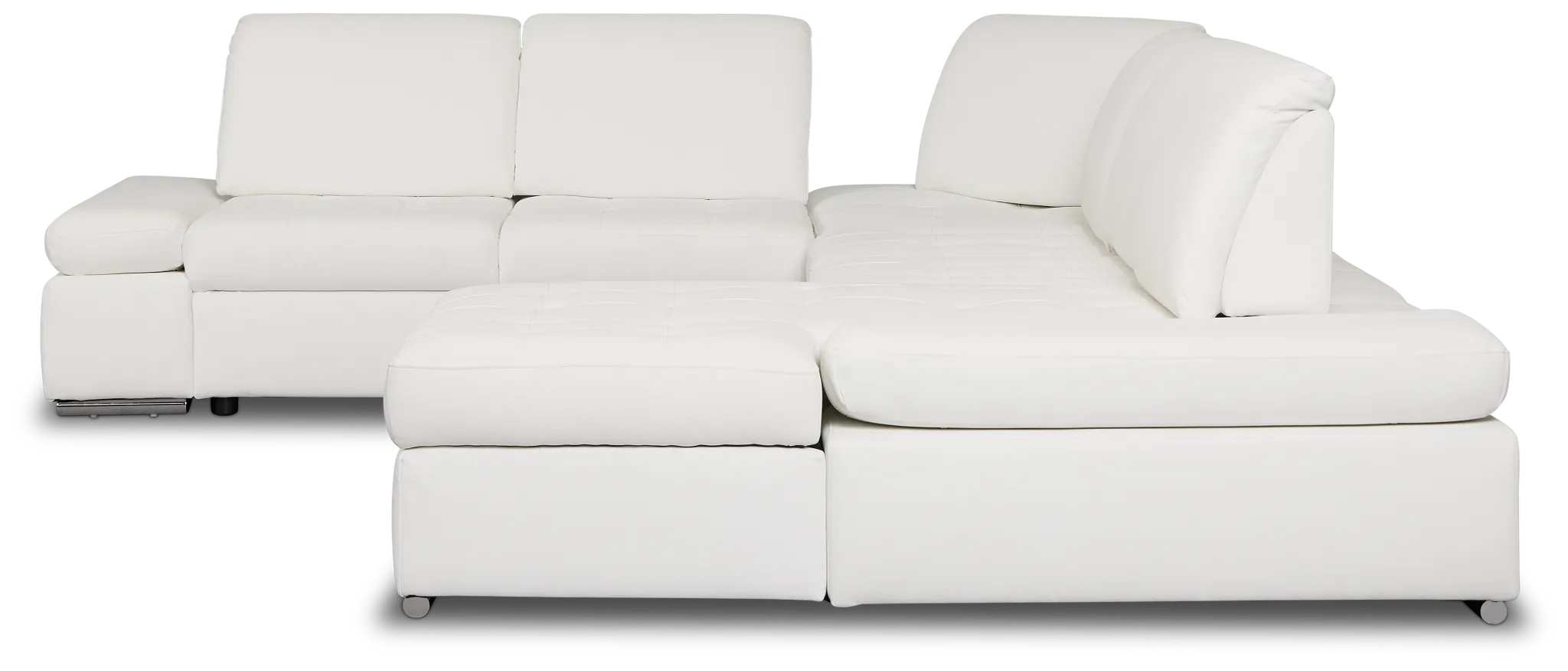 Eden White Lthr/vinyl Medium Right Chaise Sleeper Sectional