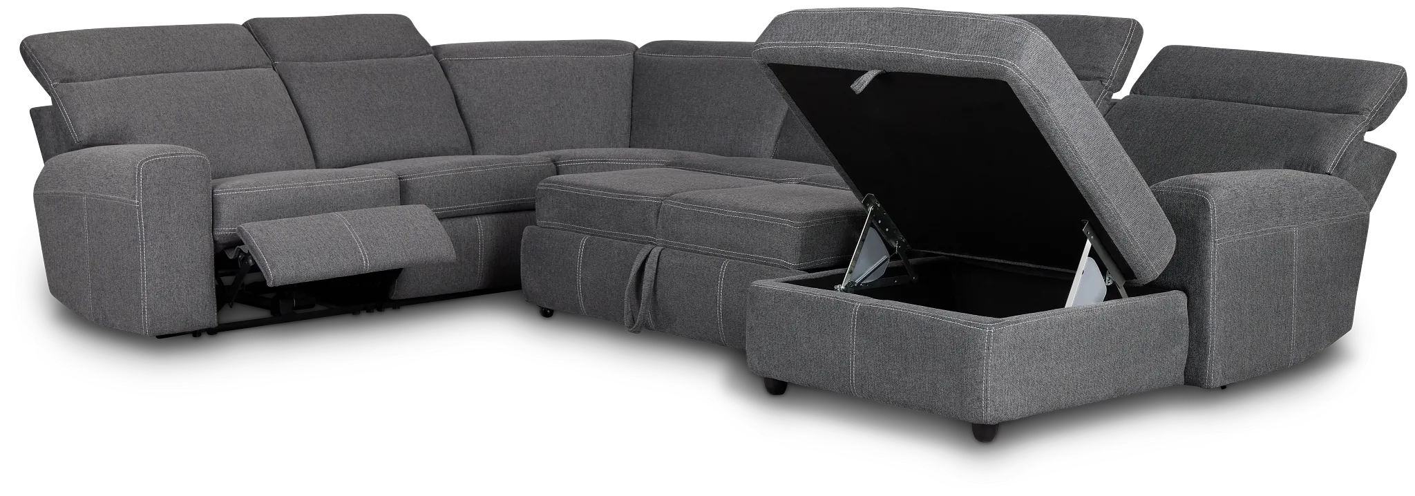 Callum Dark Gray Storage Small Right Dual Power Chaise Sleeper Sectional