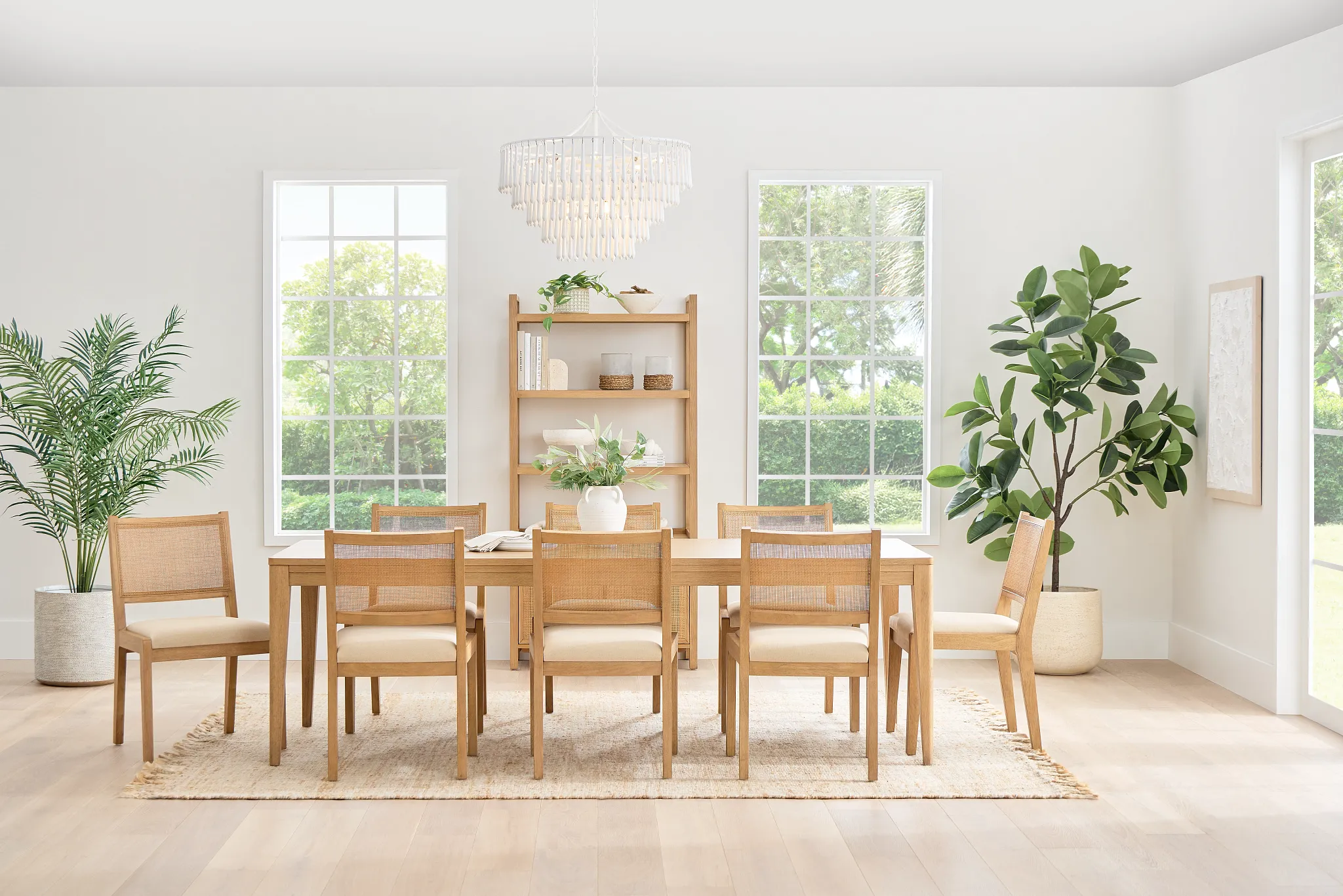 Pacific Light Tone Rectangular Table & 4 Upholstered Chairs
