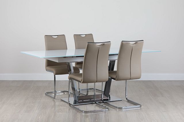 Treviso Taupe Glass Table & 4 Upholstered Chairs (0)