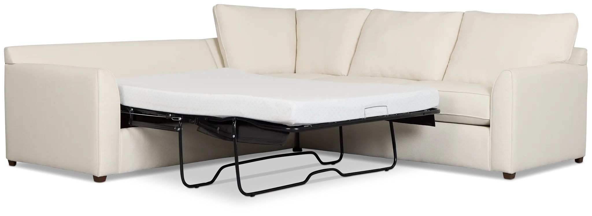 Tate Light Beige Fabric Medium Left Chaise Memory Foam Sleeper Sectional
