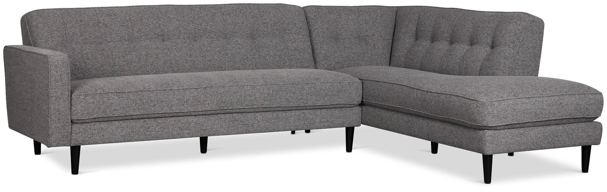 Milo Gray Fabric Small Right Bumper Sectional