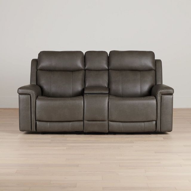 Jayden Gray Micro Power Reclining Console Loveseat