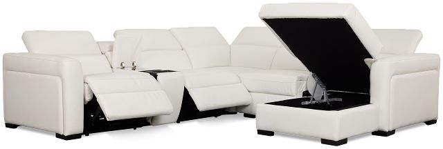 Melody White Storage Small Dual Power Right Chaise Sectional