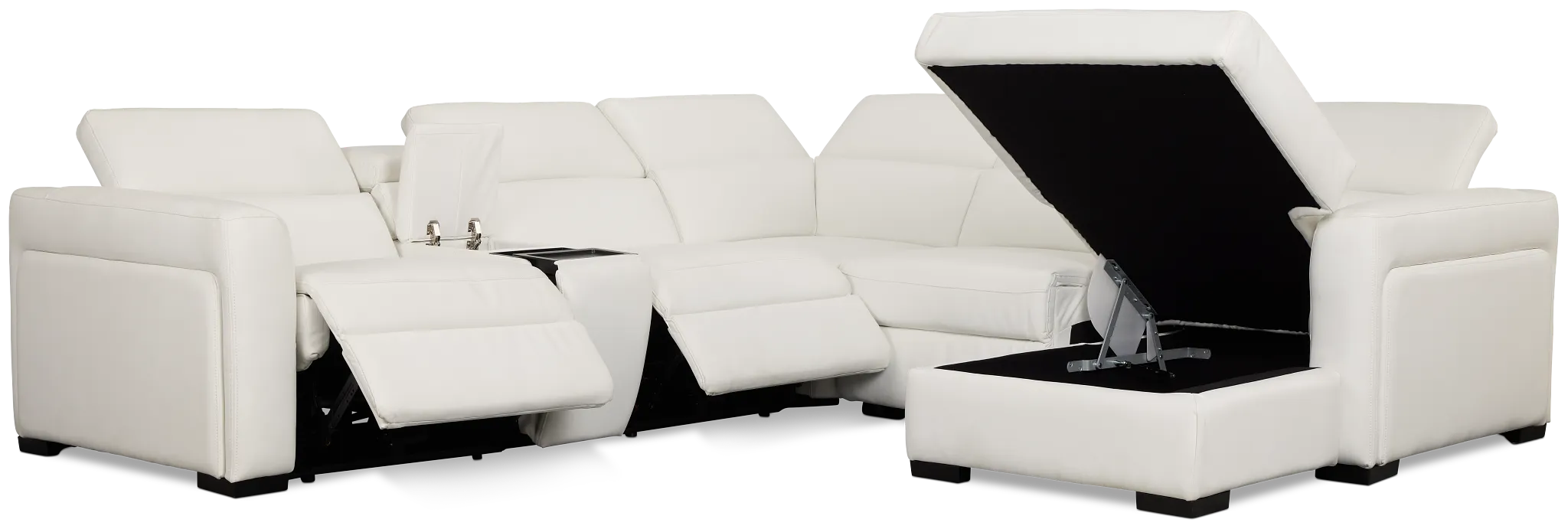 Melody White Storage Small Dual Power Right Chaise Sectional