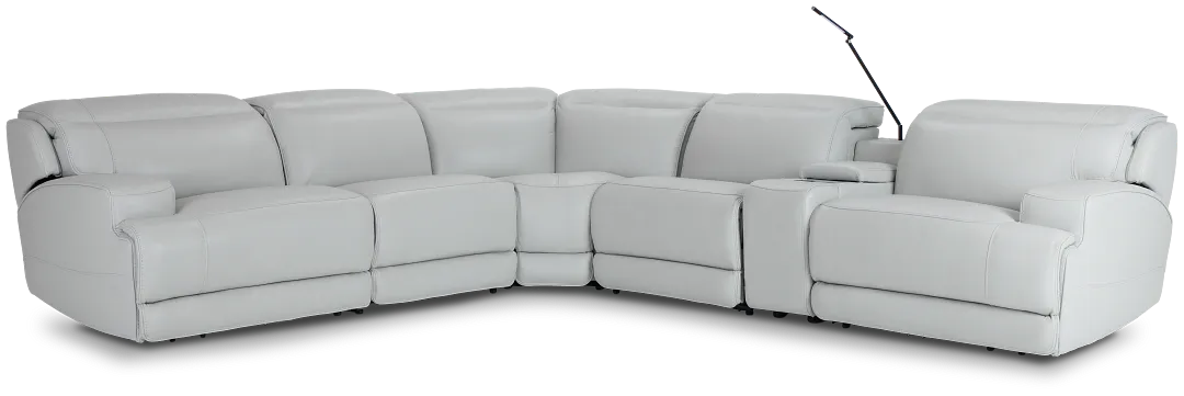 Reign Gray Lthr/vinyl Medium Dual Power 2-arm Reclining Sectional