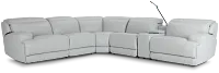 Reign Gray Lthr/vinyl Medium Dual Power 2-arm Reclining Sectional