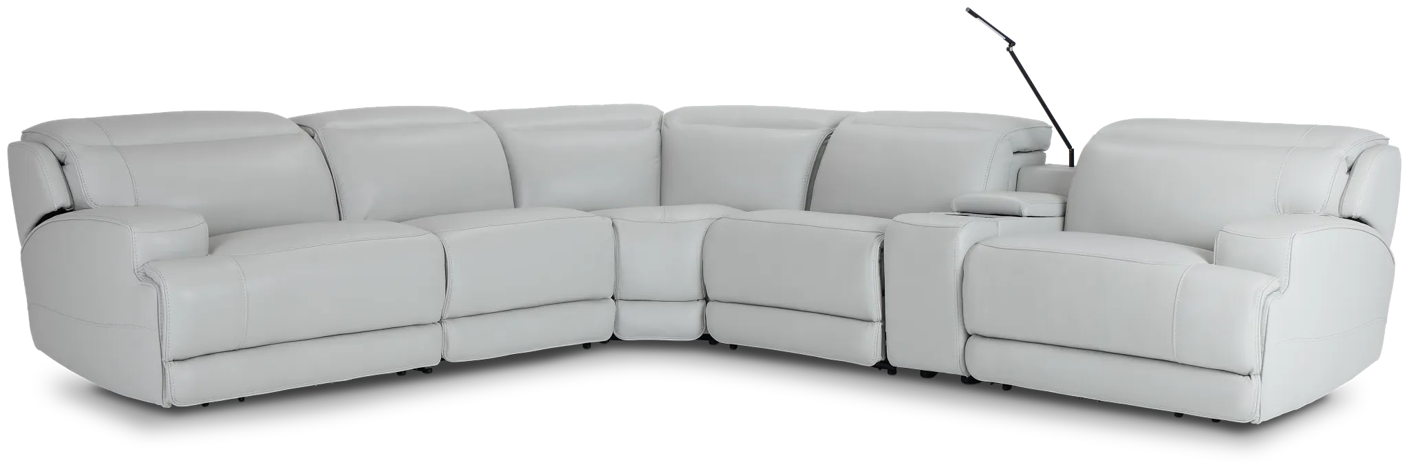 Reign Gray Lthr/vinyl Medium Dual Power 2-arm Reclining Sectional