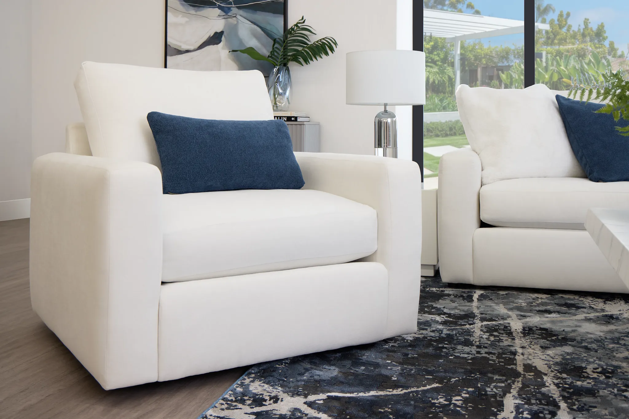 Citymod White Fabric Swivel Chair