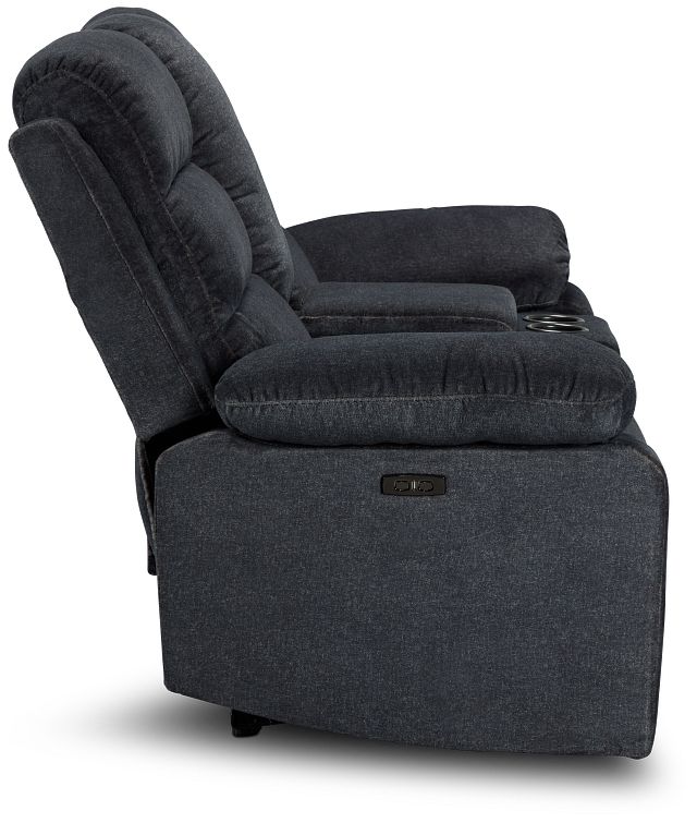 Orion Dark Gray Fabric Power Reclining Console Loveseat