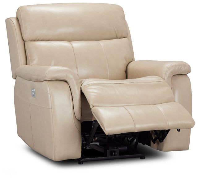 Graham Light Beige Lthr/vinyl Power Recliner