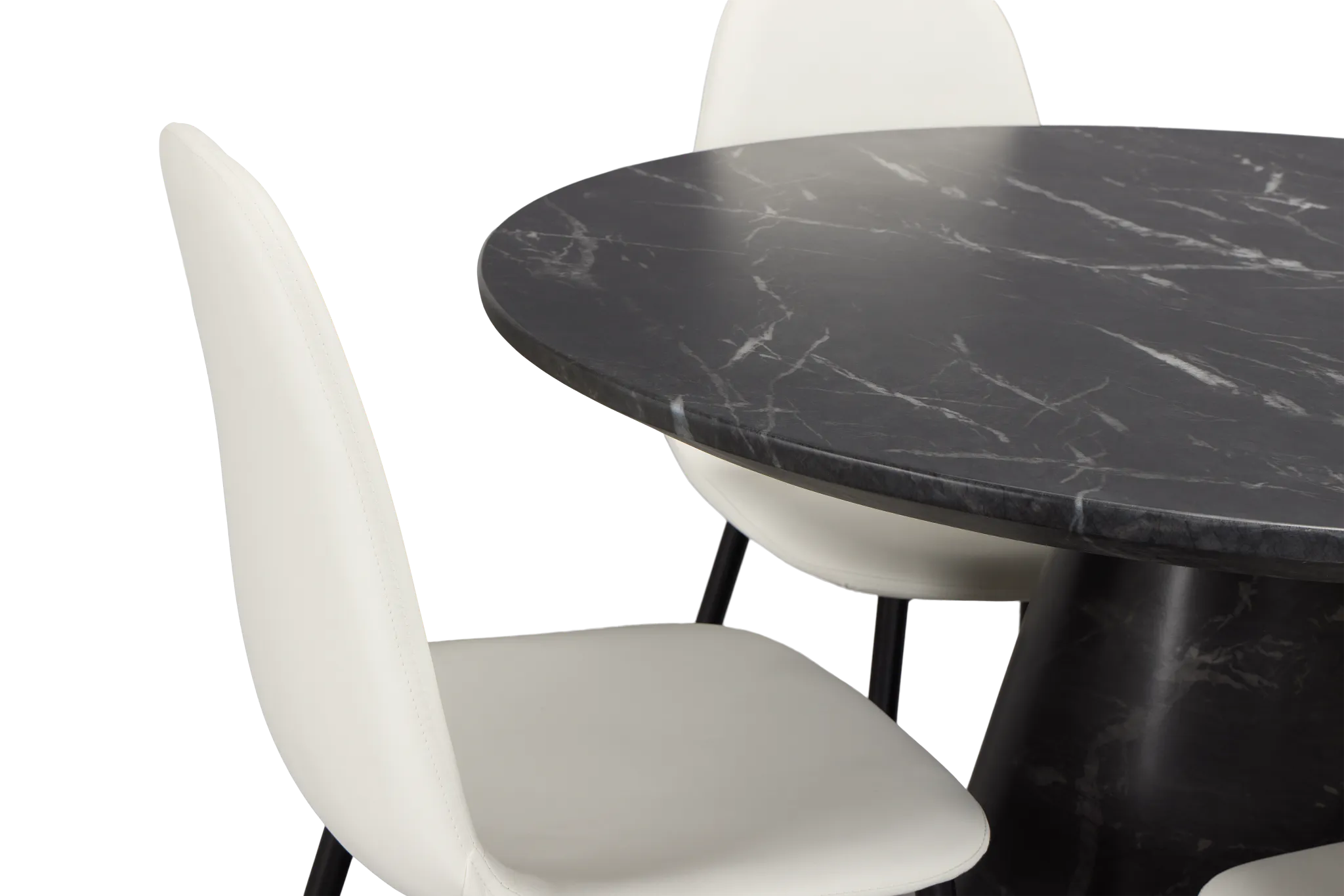 Merrick Black Round Table & 4 Upholstered Chairs
