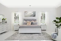 Alessandria White Uph Panel Bed With Lights