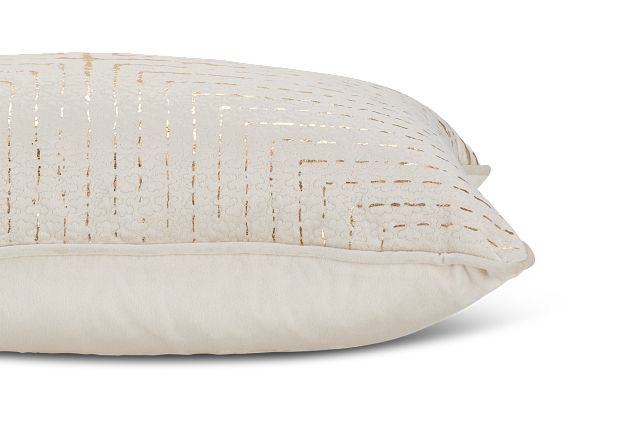 Lara Beige Velvet Lumbar Accent Pillow