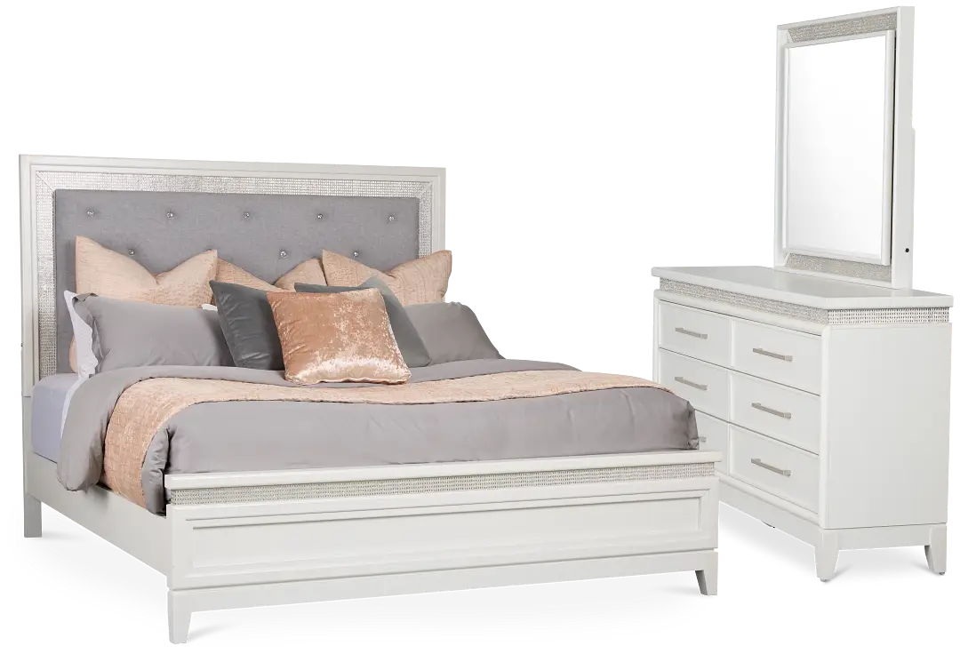 Alessandria White Uph Panel Bedroom With Lights Alessandria White Uph Panel Bedroom With Lights