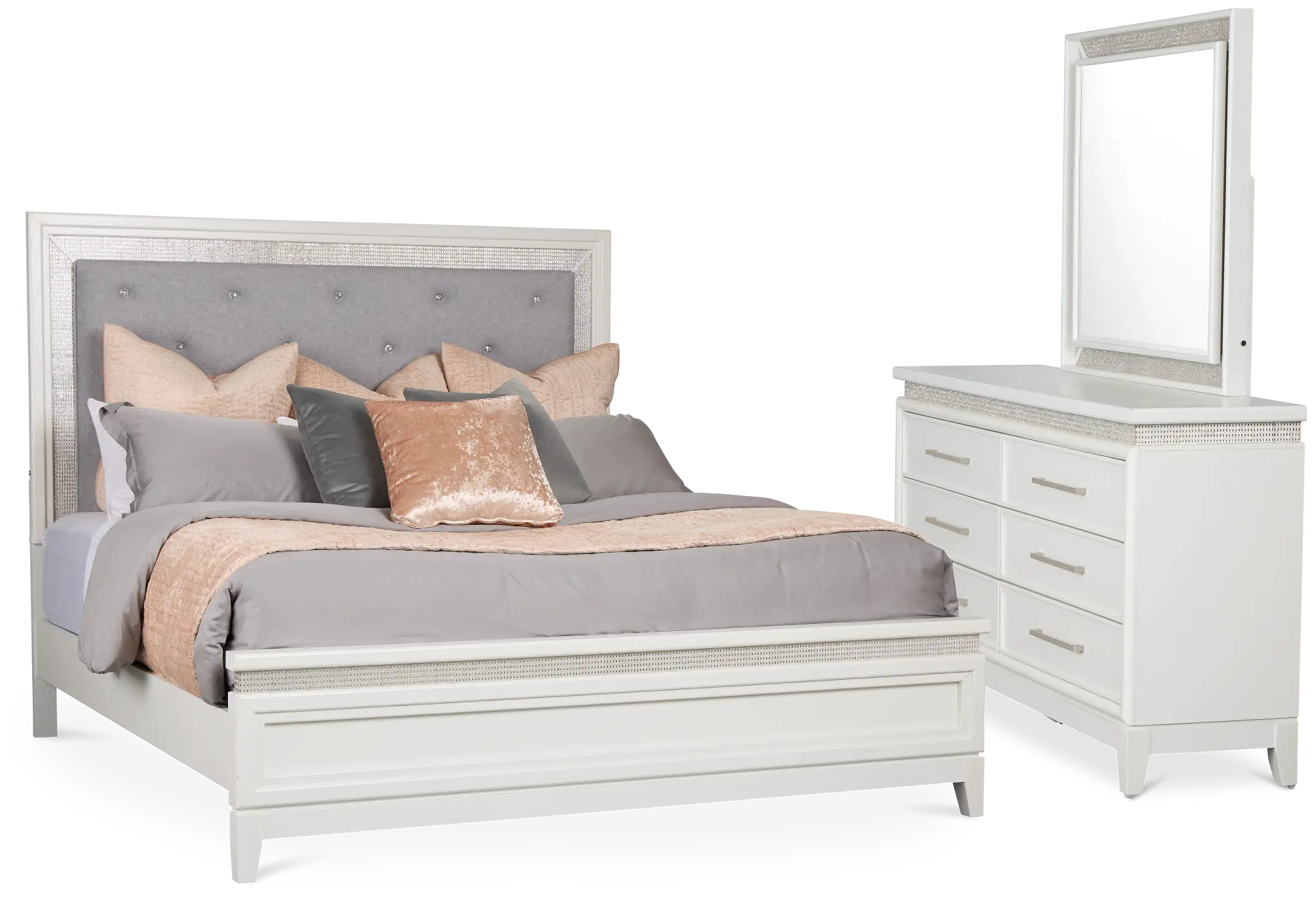 Alessandria White Uph Panel Bedroom With Lights Alessandria White Uph Panel Bedroom With Lights