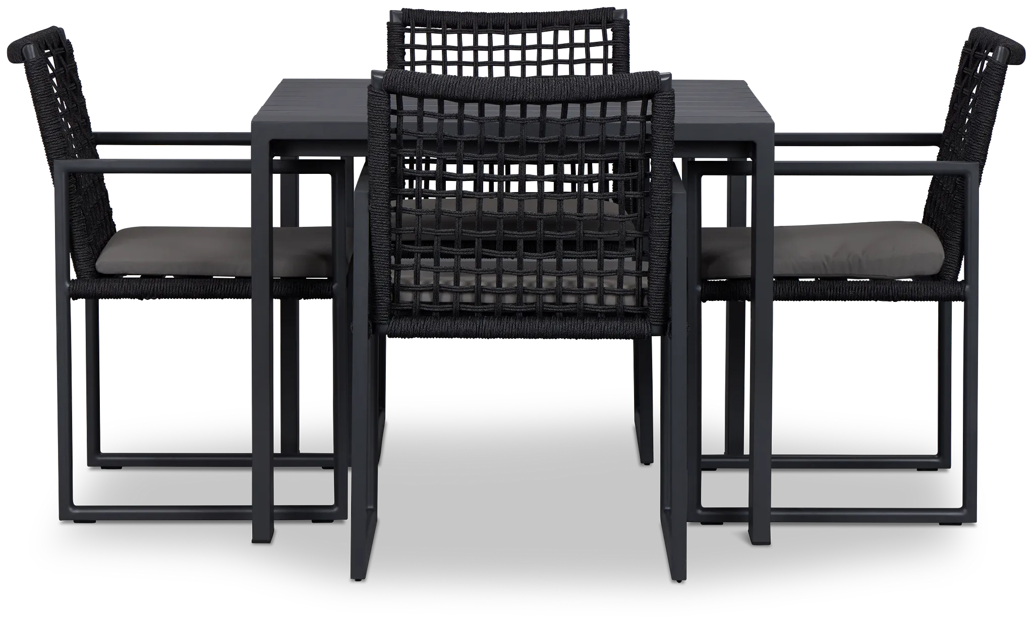 Sunrise Dark Gray 35" Square Table & 4 Aluminum Arm Chairs