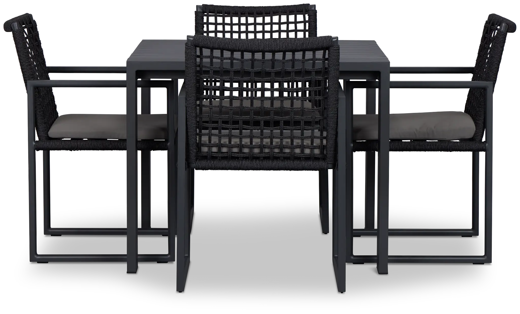 Sunrise Dark Gray 35" Square Table & 4 Aluminum Arm Chairs Sunrise Dark Gray 35" Square Table & 4 Aluminum Arm Chairs