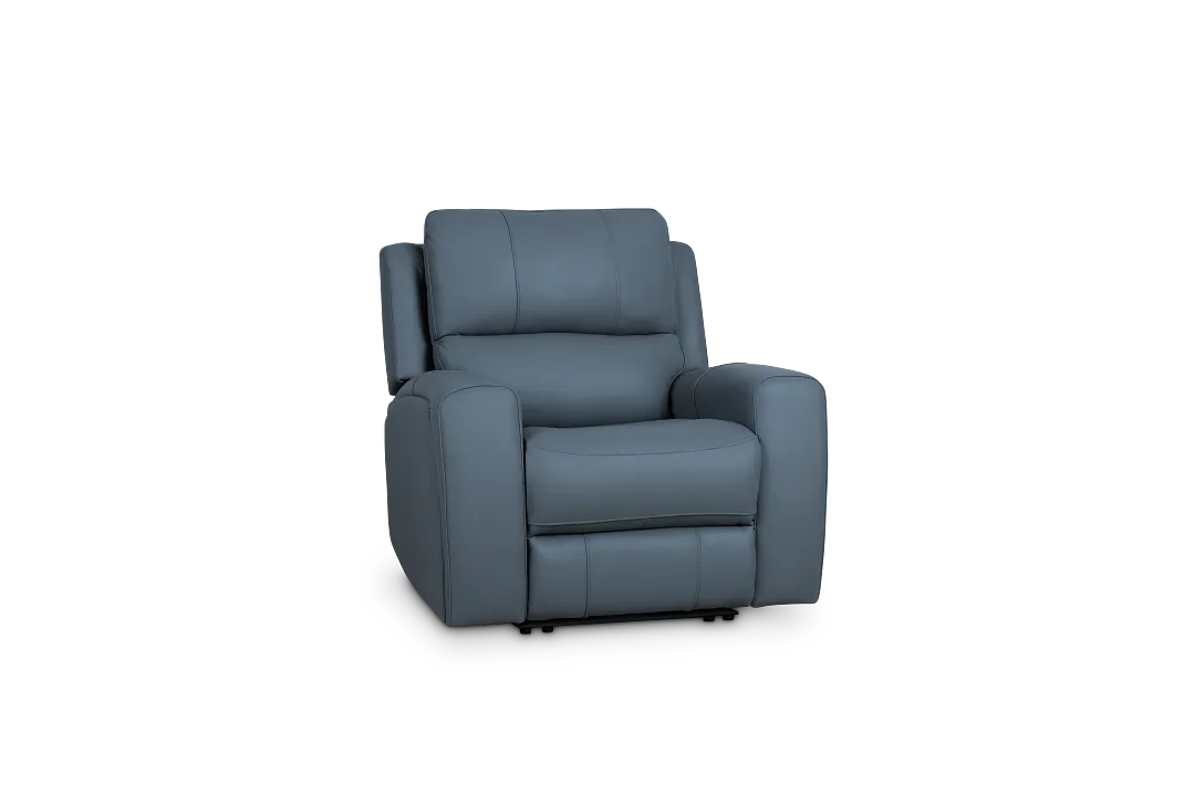 Summit Blue Lthr/vinyl Power Recliner With Power Headrest