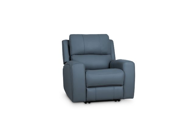 Summit Blue Lthr/vinyl Power Recliner With Power Headrest