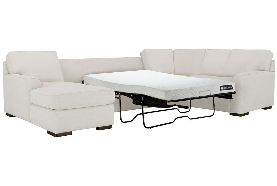 Austin White Cooling Left Chaise Memory Foam Sleeper Sectional