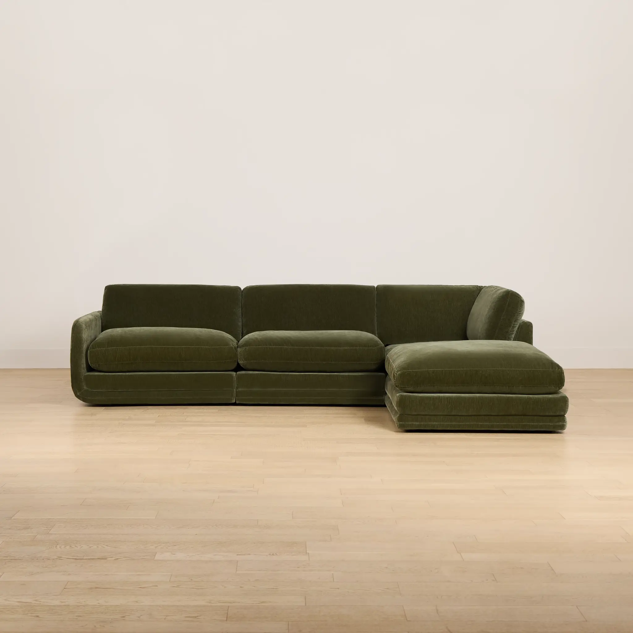 Jules Green Velvet 4-piece Right Facing Bumper Sectional Jules Green Velvet 4-piece Right Facing Bumper Sectional