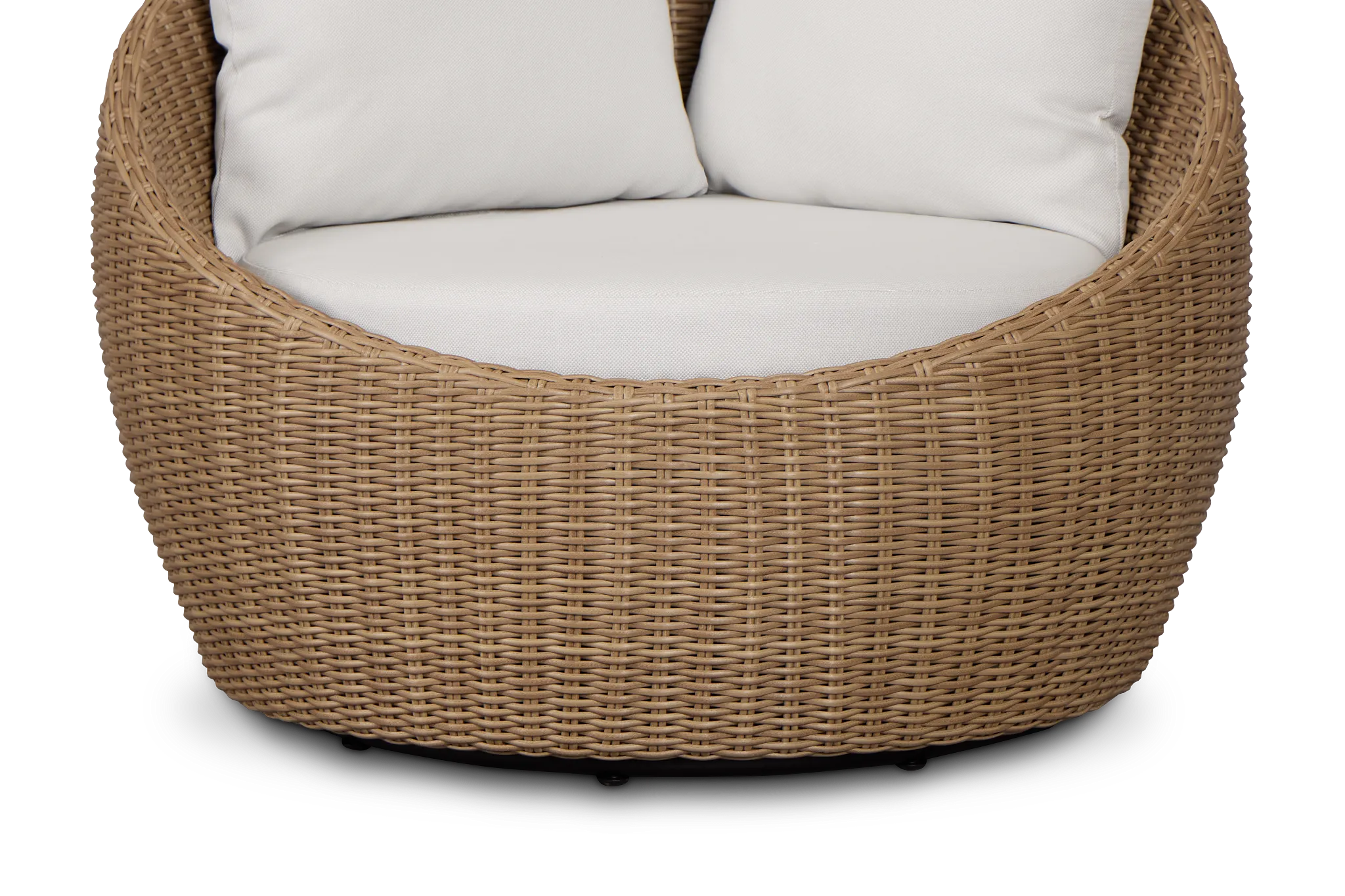 Montecito Light Tone Curved Swivel Chair With Light Beige Cushions