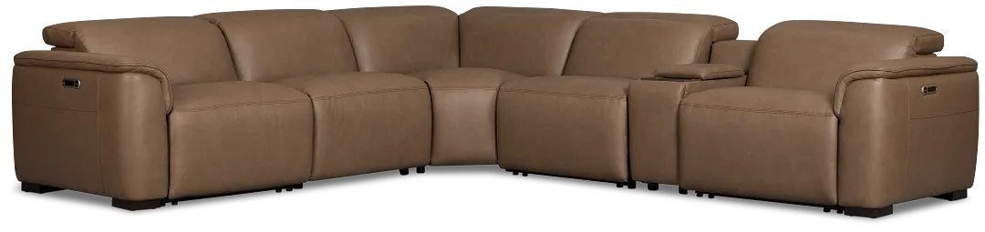 Flexsteel Brodie Dark Brown Lthr/vinyl Medium Triple Power 2-arm Sectional