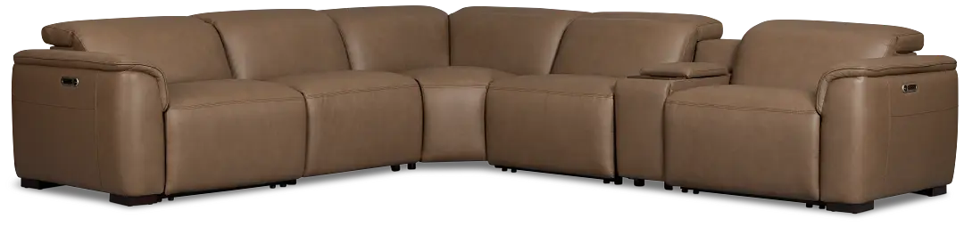 Flexsteel Brodie Dark Brown Lthr/vinyl Medium Triple Power 2-arm Sectional Flexsteel Brodie Dark Brown Lthr/vinyl Medium Triple Power 2-arm Sectional