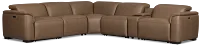 Flexsteel Brodie Dark Brown Lthr/vinyl Medium Triple Power 2-arm Sectional