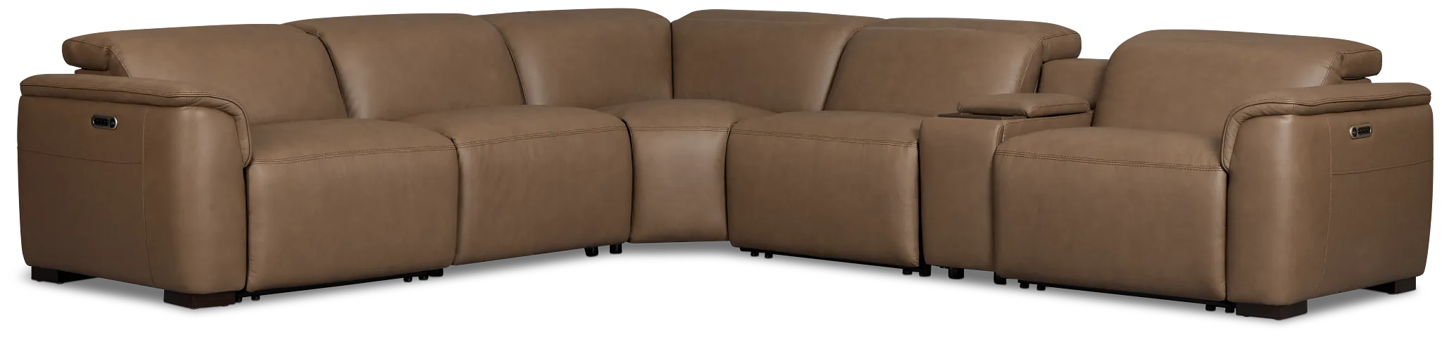 Flexsteel Brodie Dark Brown Lthr/vinyl Medium Triple Power 2-arm Sectional