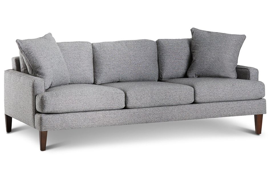 Morgan Dark Gray Fabric Sofa With Wood Legs