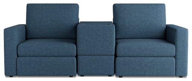 Citymod Blue Fabric 3-piece Modular Sofa With Media Console
