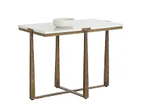 Cowart White Marble Rectangular End Table