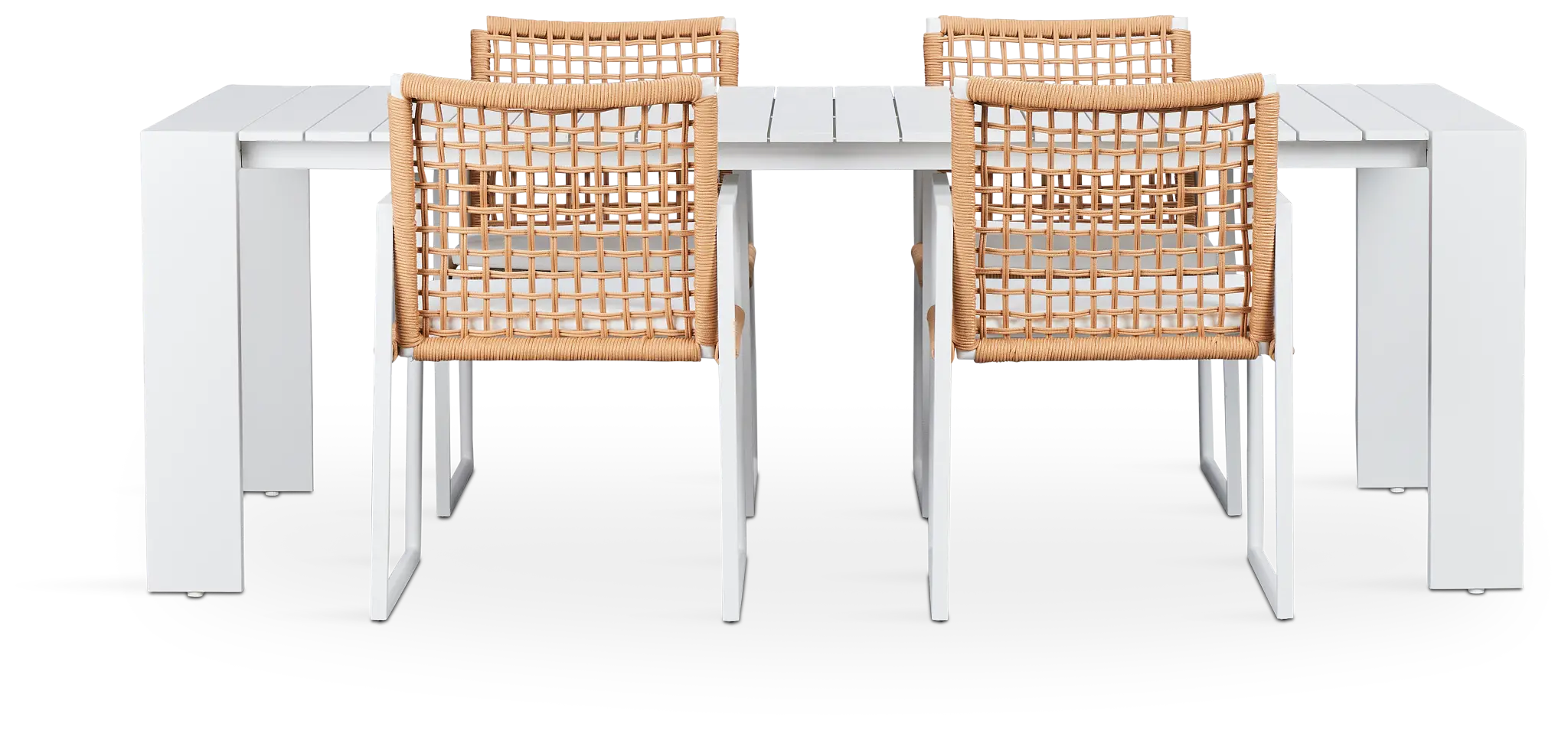 Sunrise White 86" Rectangular Table & 4 Aluminum Arm Chairs Sunrise White 86" Rectangular Table & 4 Aluminum Arm Chairs