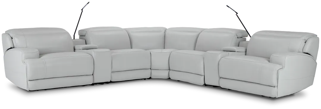 Reign Gray Lthr/vinyl Large Triple Power Reclining Two-arm Sectional
