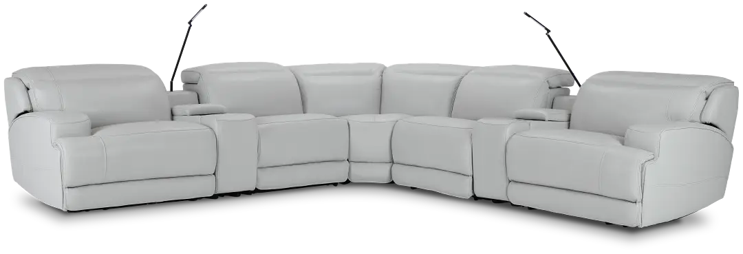 Reign Gray Lthr/vinyl Large Triple Power Reclining Two-arm Sectional Reign Gray Lthr/vinyl Large Triple Power Reclining Two-arm Sectional