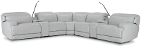 Reign Gray Lthr/vinyl Large Triple Power Reclining Two-arm Sectional