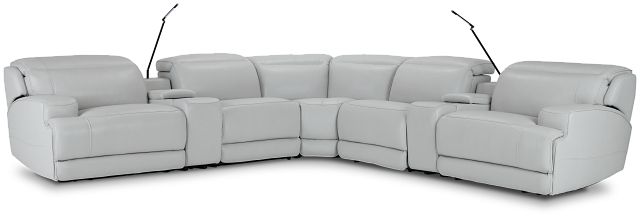 Reign Gray Lthr/vinyl Large Triple Power Reclining Two-arm Sectional