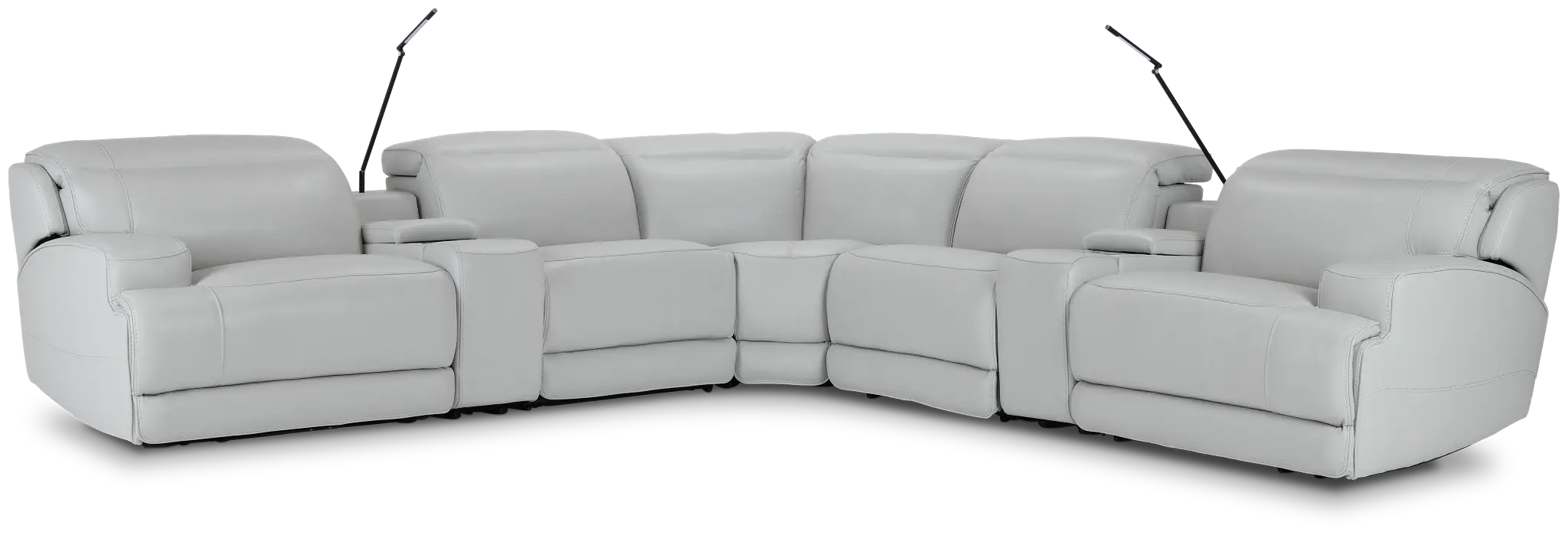 Reign Gray Lthr/vinyl Large Triple Power Reclining Two-arm Sectional Reign Gray Lthr/vinyl Large Triple Power Reclining Two-arm Sectional