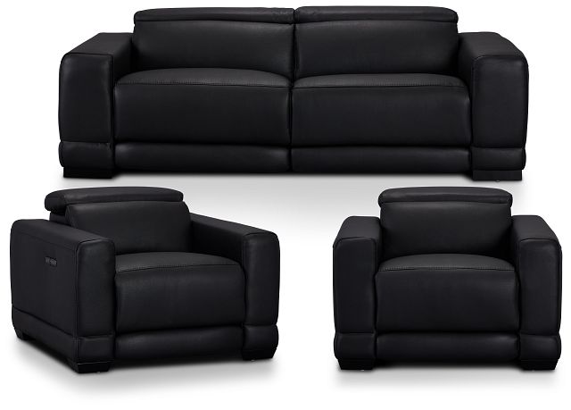 Lombardy Black Micro Power Reclining Living Room