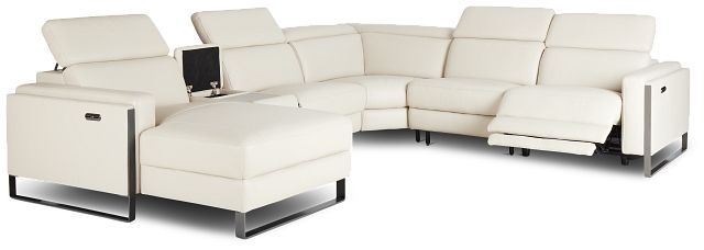 Atlas Taupe Lthr/vinyl Medium Power Reclining Left Chaise Sectional